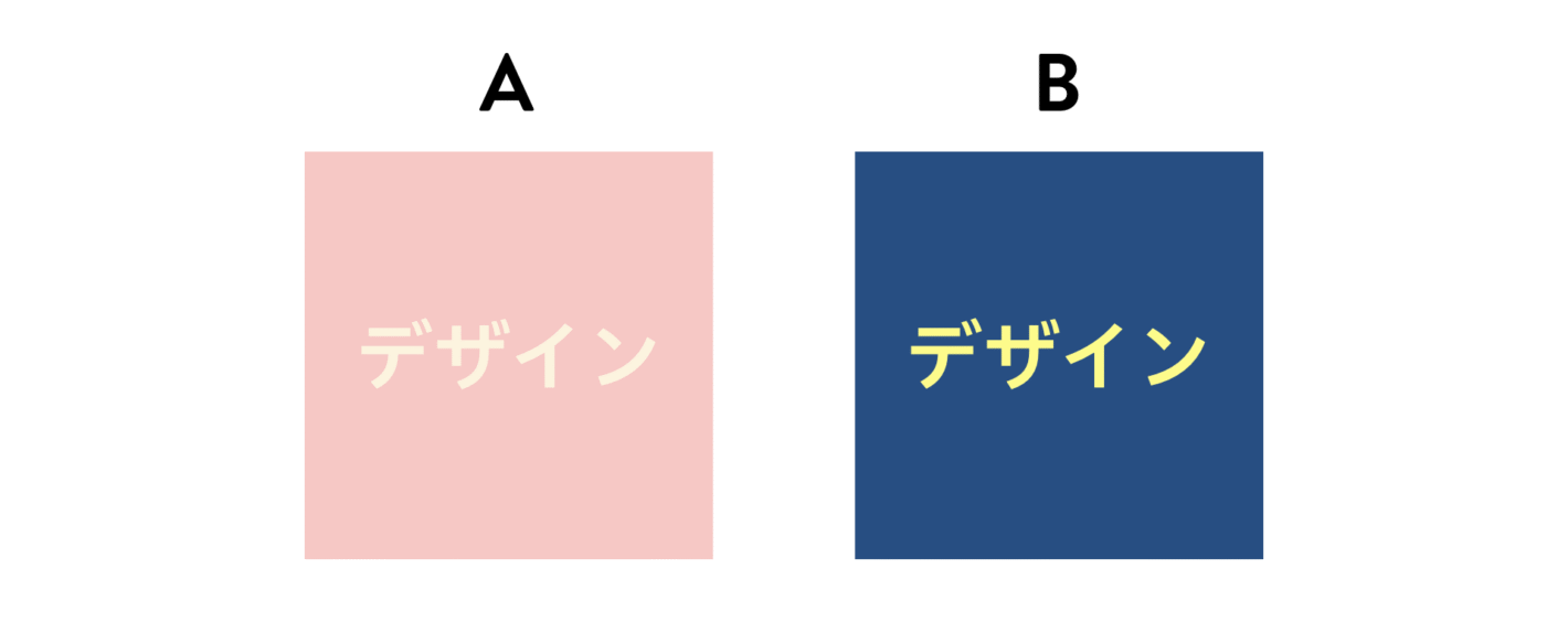 A:ピンクの背景に淡いピンクの文字
B:紺色の背景に黄色の文字