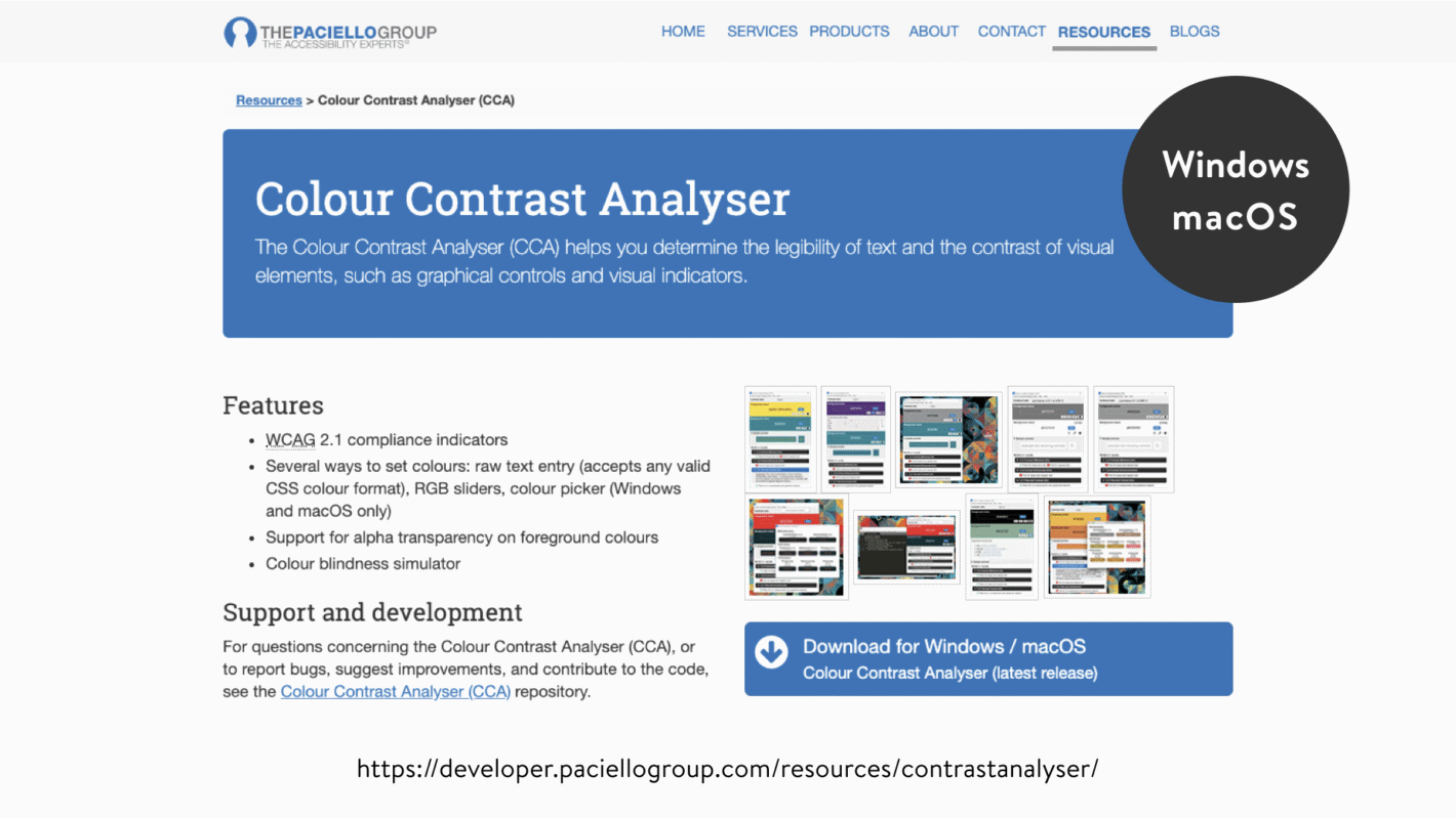 Windows / mac OS で使える Colour Contrast Analyser