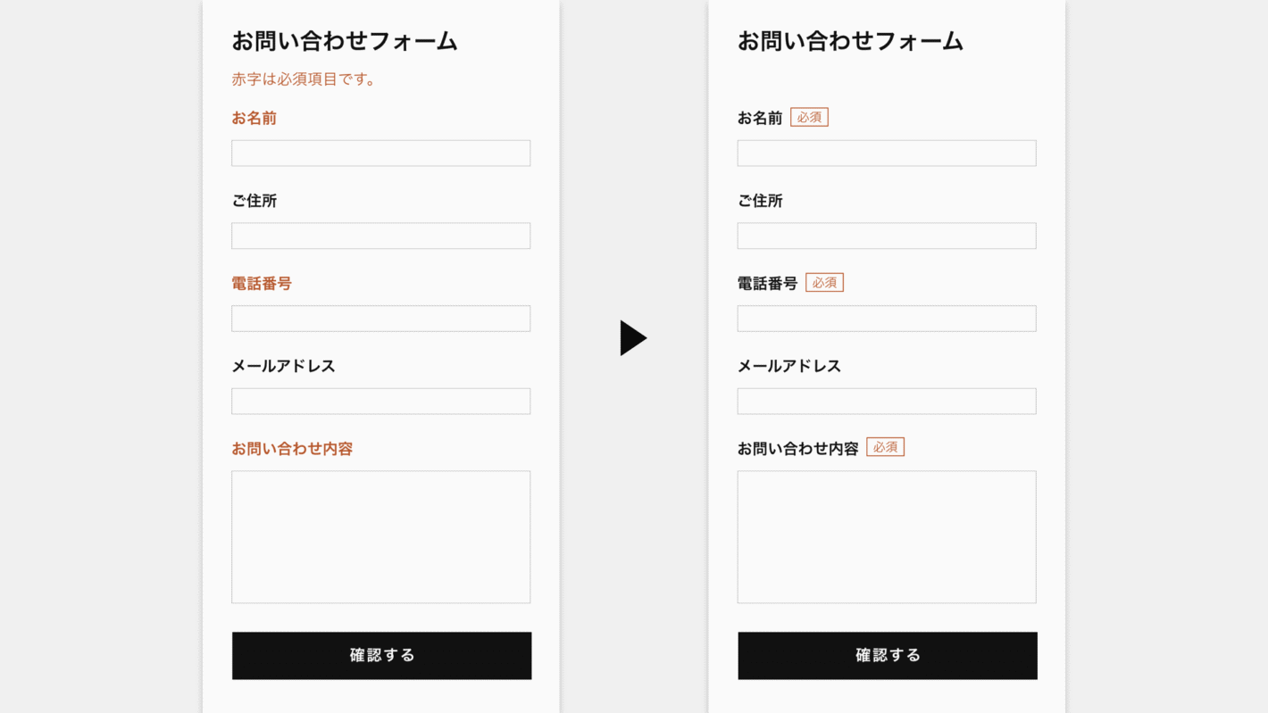 お問い合わせフォームの改善例