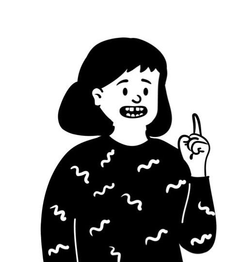 イラスト:人差し指を立ててポイントを話している人