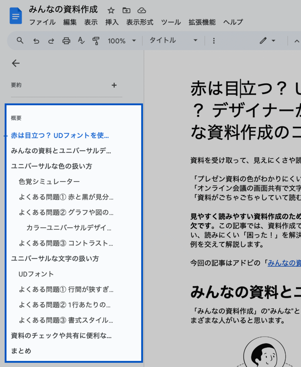 Googleドキュメントの画面キャプチャ